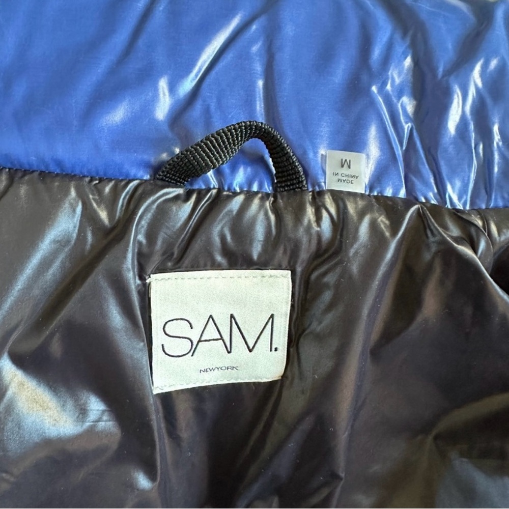 Sam. Blue Down Puffer Jacket Size Medium - image 4